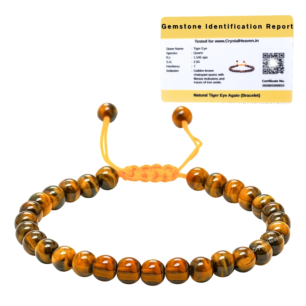 Tiger Eye Healing Crystal Bracelets - 6mm Beads (Adjustable)