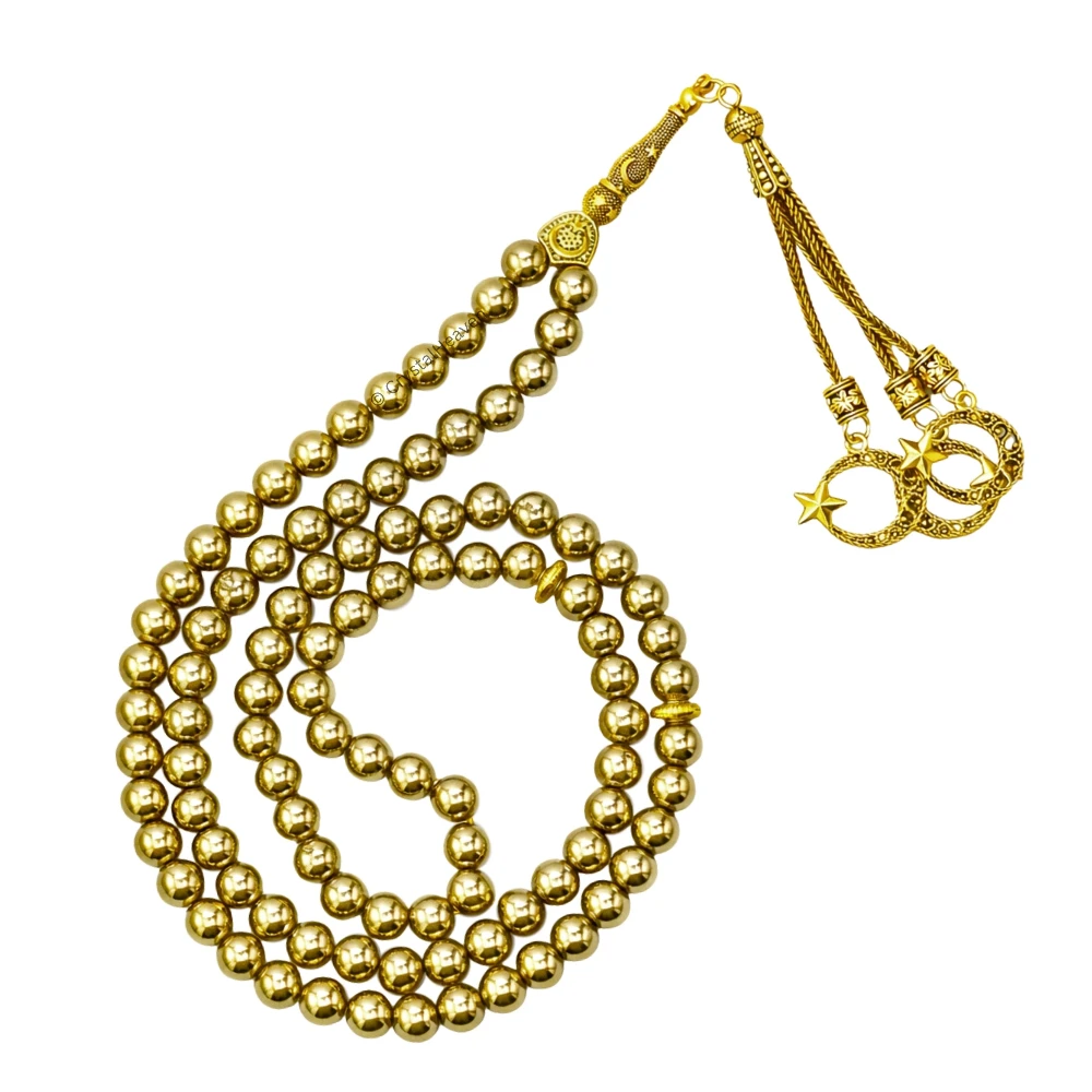 Golden Hematite Crystal Tasbih (Gold)