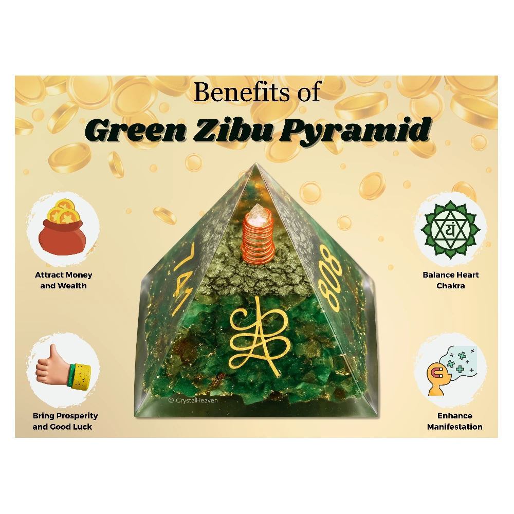 Zibu Money Pyramid - Pyrite and Green Aventurine Crystal Orgone Pyramid