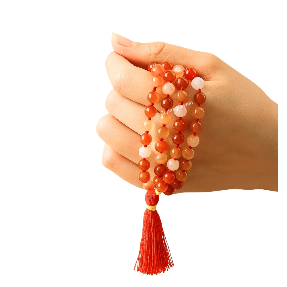Carnelian Japa Mala (Hand Knotted)