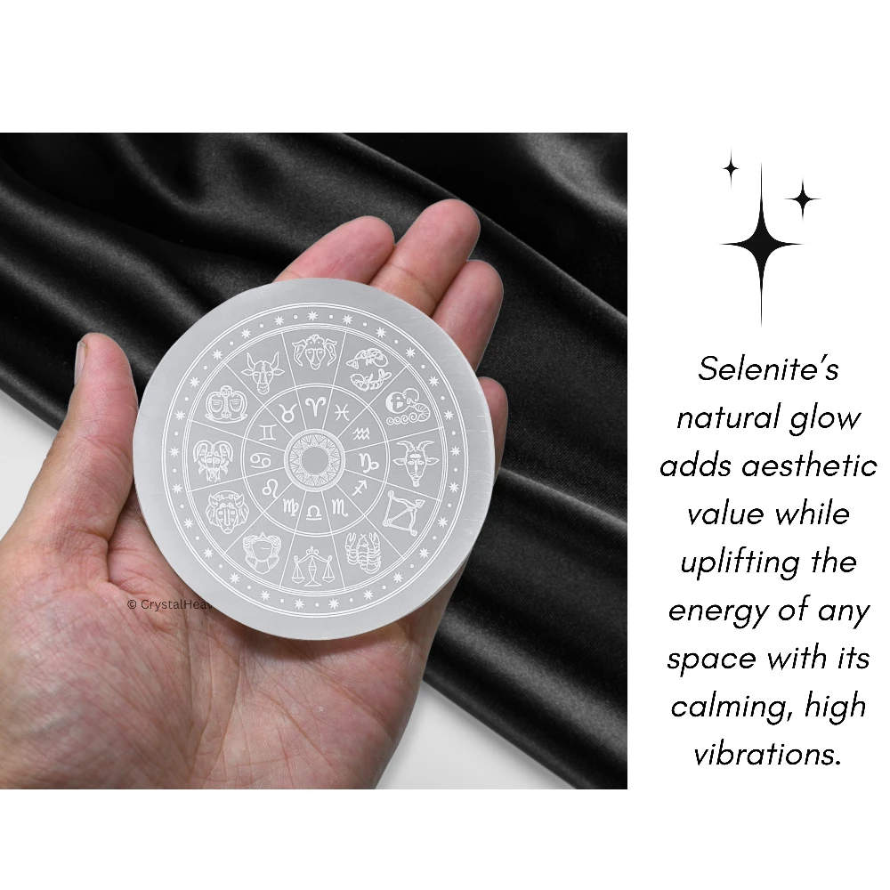 Selenite Charging Plate - Zodiac Sign (3 Inch)