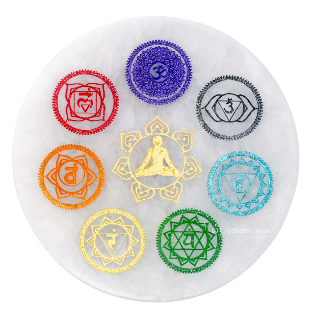 Selenite Charging Plate - 7 Chakra (Round)