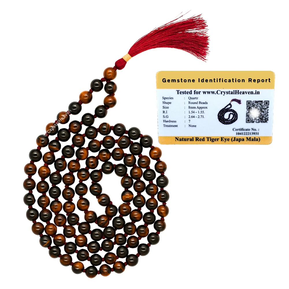 Red Tiger Eye Japa Mala (Hand Knotted)