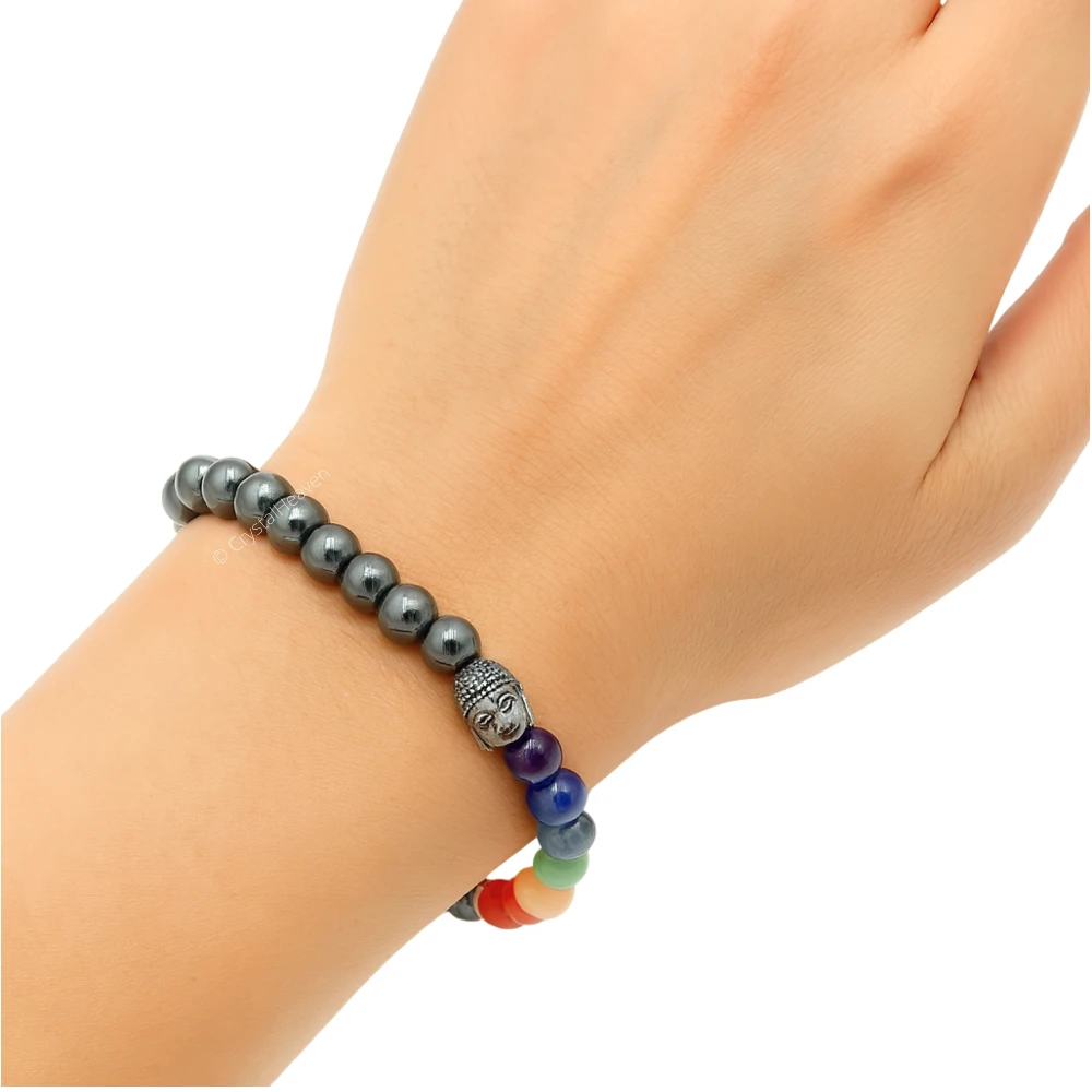 Hematite Chakra with Buddha Bracelet (Elastic)
