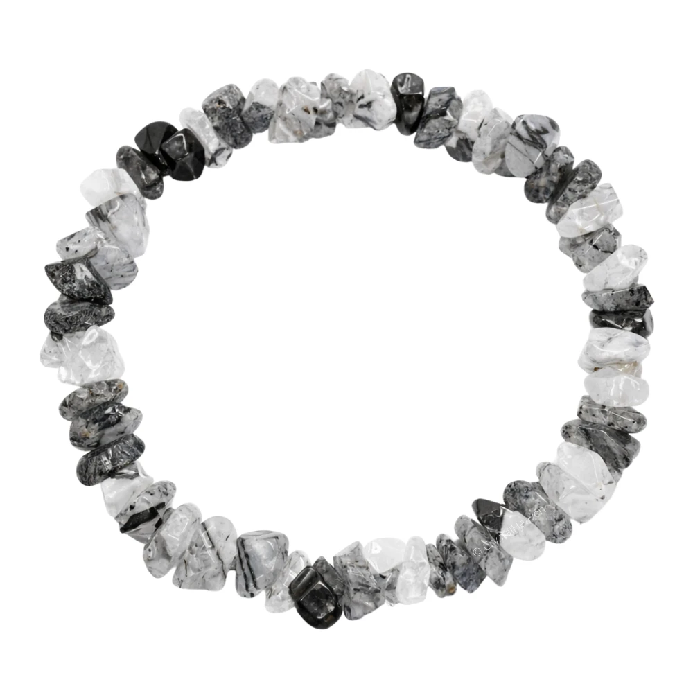 Black Rutilated Quartz Chips Bracelet