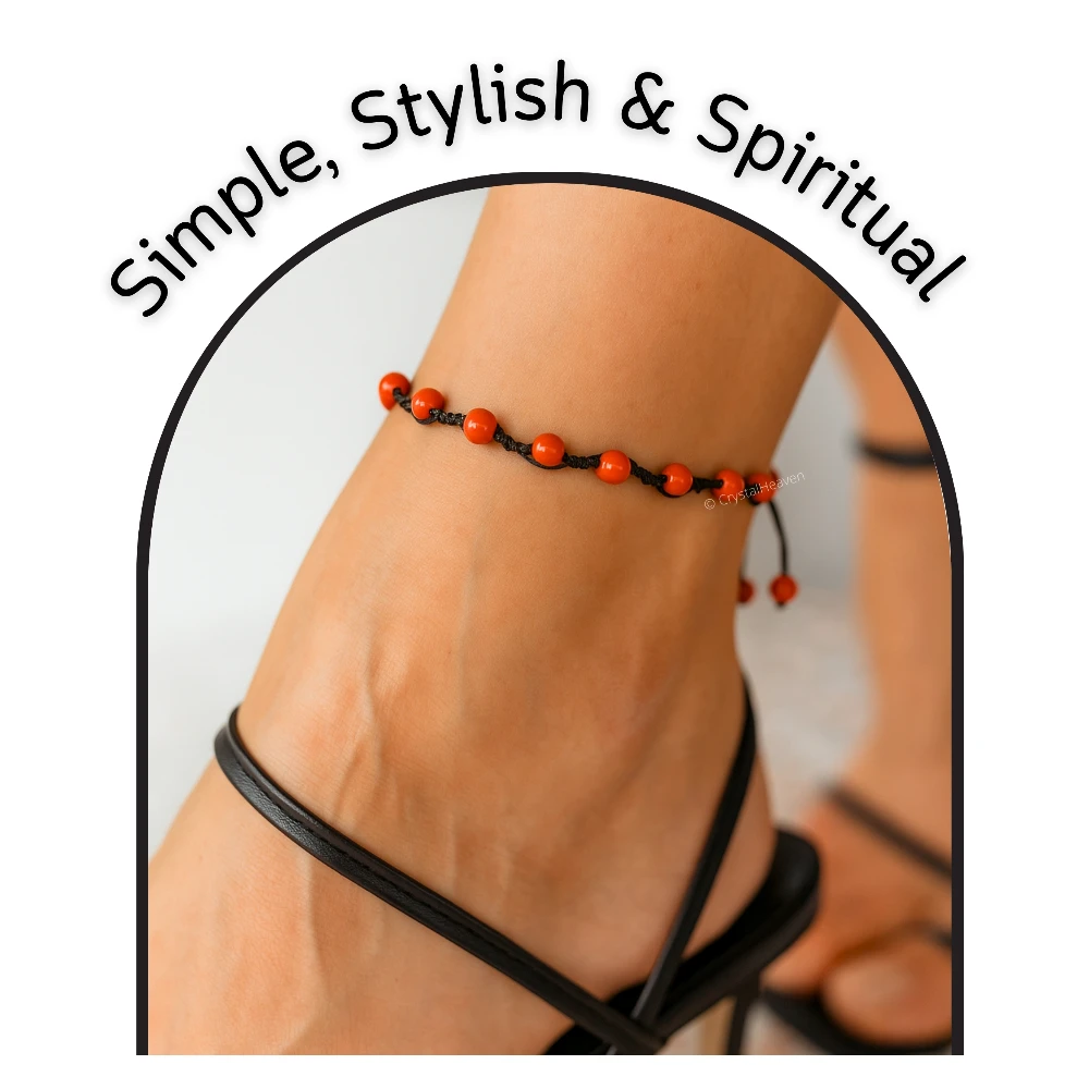 Red Jasper Anklet (Hand Knotted)