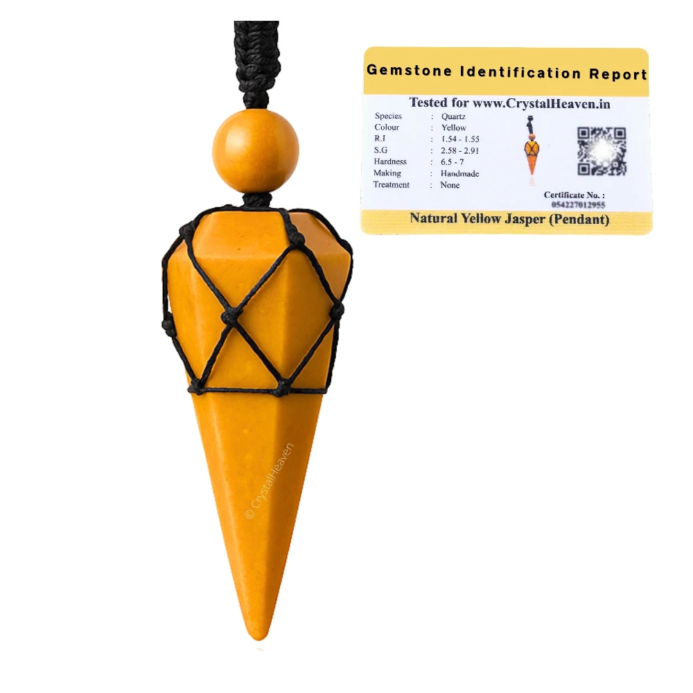 Yellow Jasper Pendulum Pendant Necklace (Macrame)