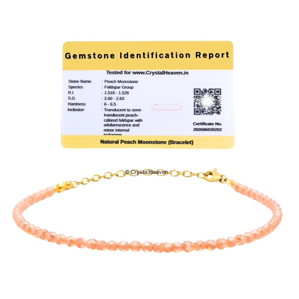 Peach Moonstone Bracelets - 2mm Faceted Beads (Gold)