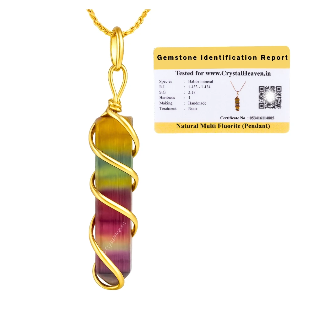 Fluorite Necklace - Spiral Pencil Point (Gold)