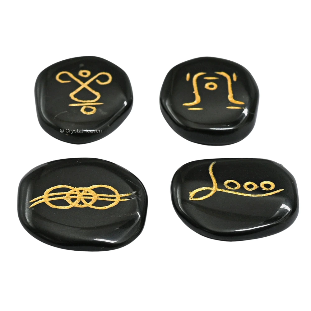 Black Agate Rainbow Reiki Stone - Set of 4