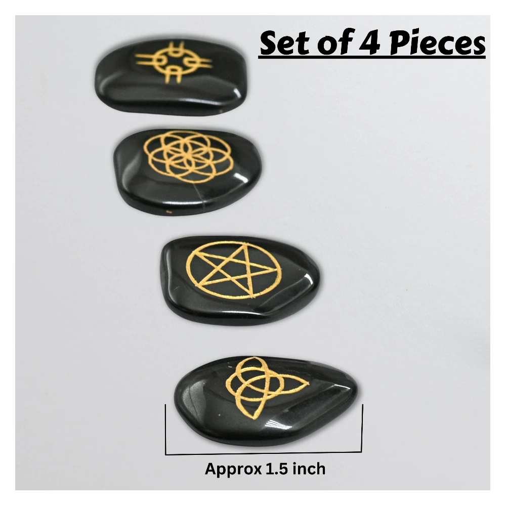 Black Agate Pagan Wiccan Stones (Set of 4)
