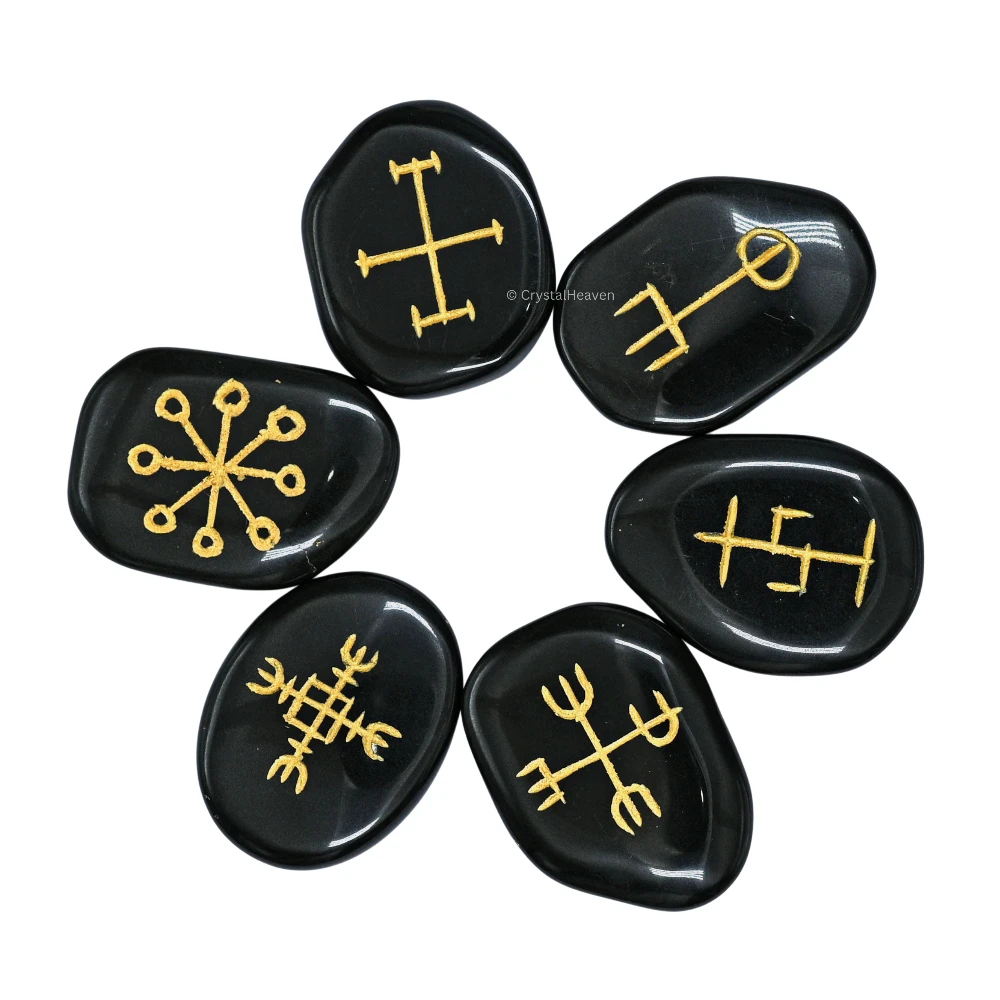 Black Agate Pagan Wiccan Stones (Set of 6)