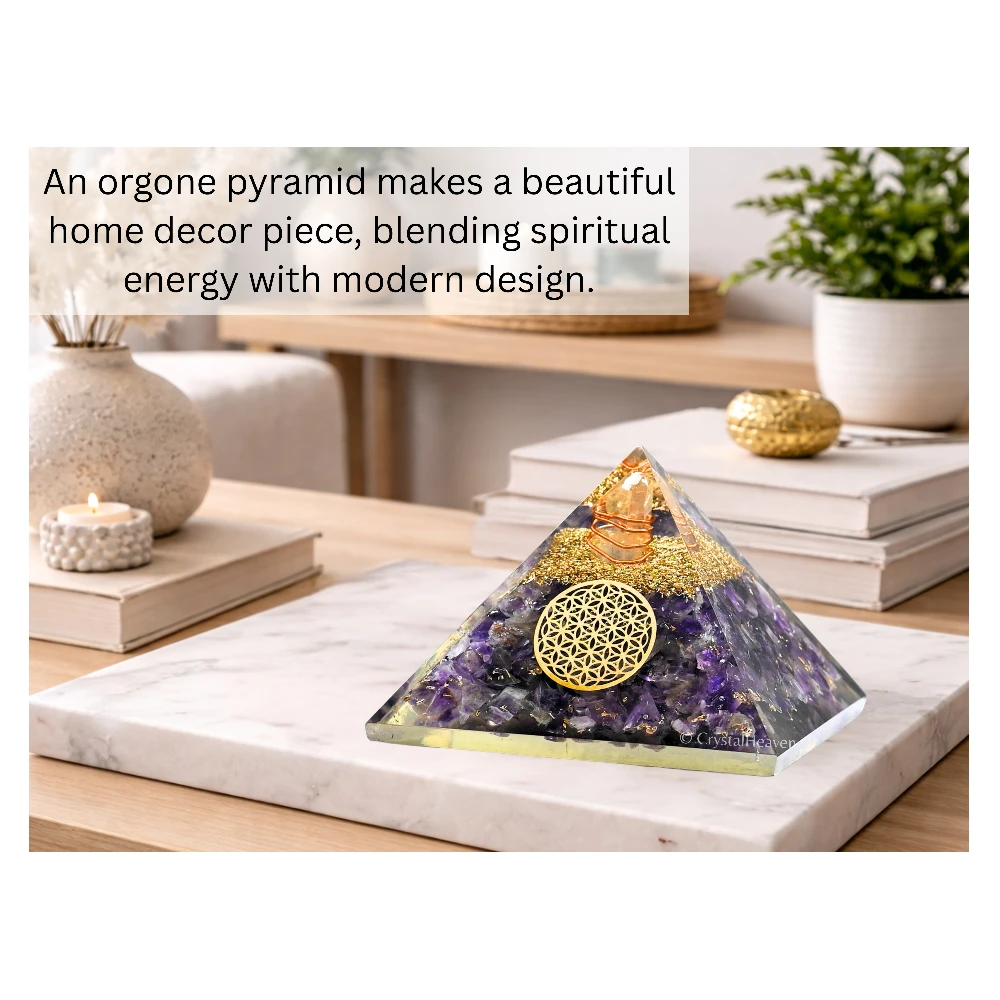 Amethyst Orgone Pyramid (Flower Of Life)