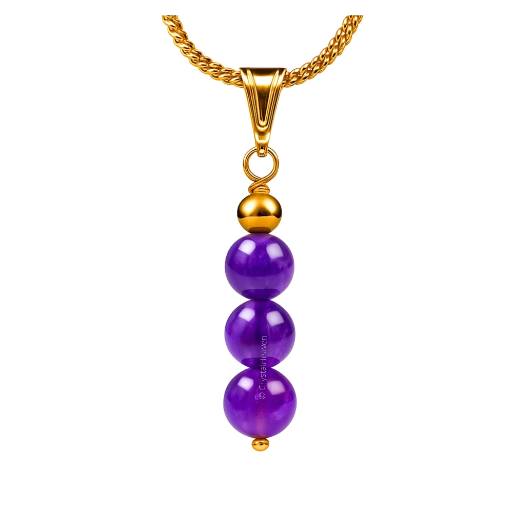 Amethyst Crystal Bead Necklace (Gold)