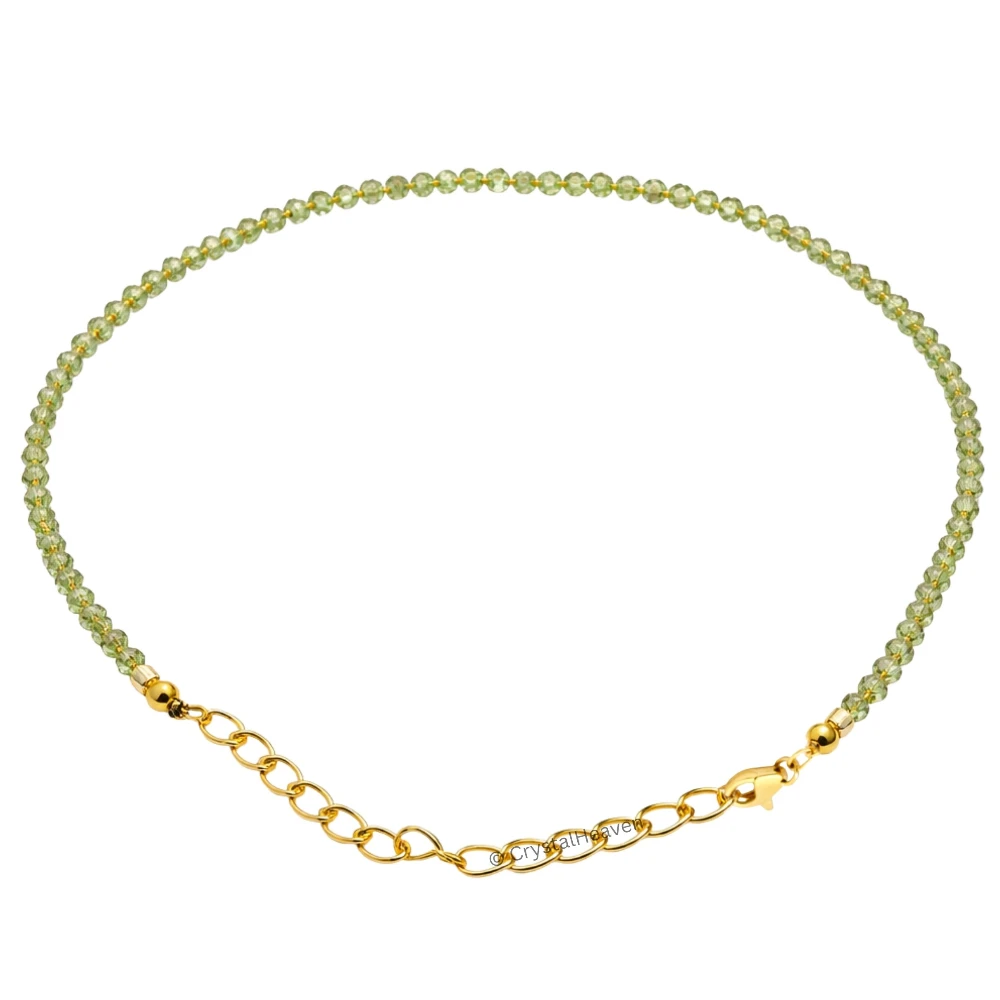 Peridot Bracelets - 2mm Faceted Beads (Gold)
