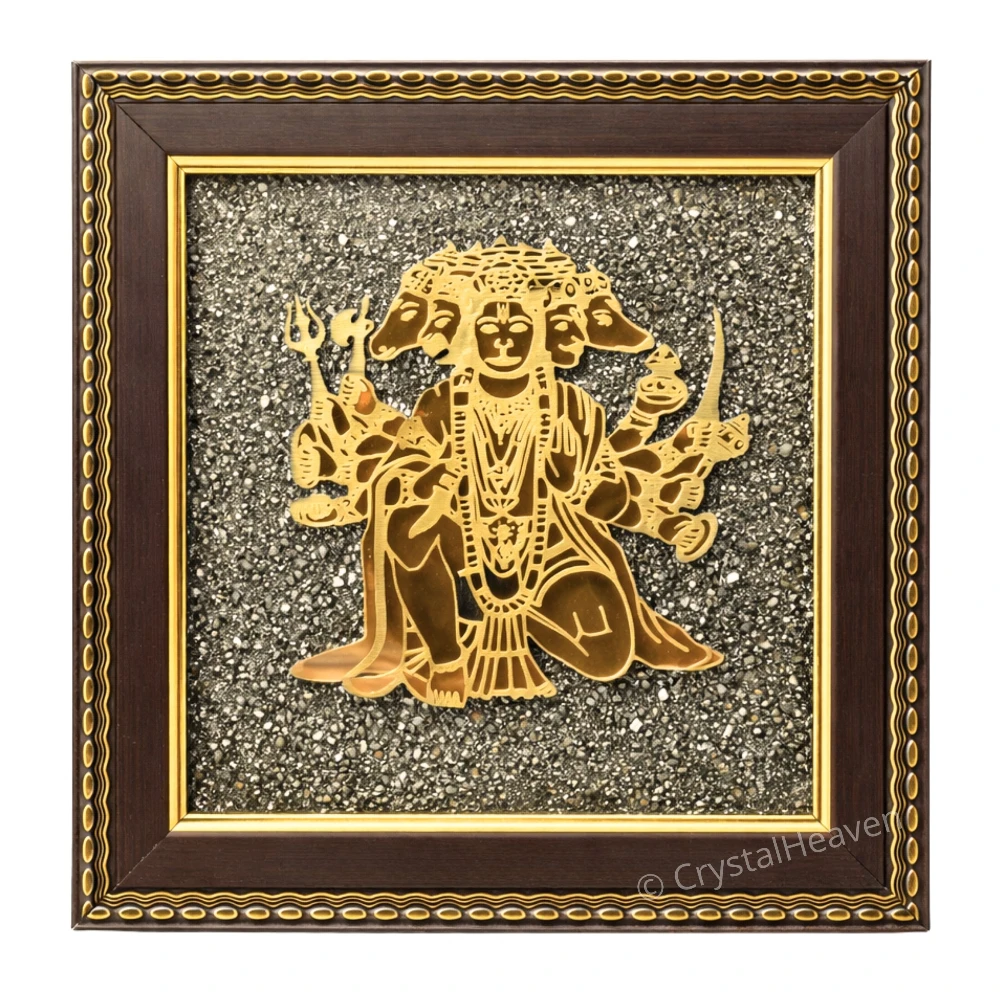 Panchmukhi Hanuman on Natural Pyrite Frame – Vastu Decor