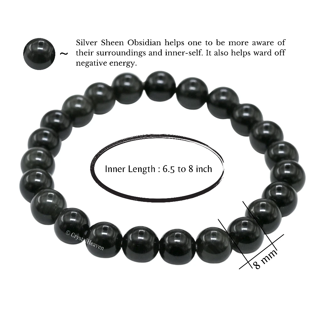 Silver Sheen Obsidian Bracelet (Elastic)