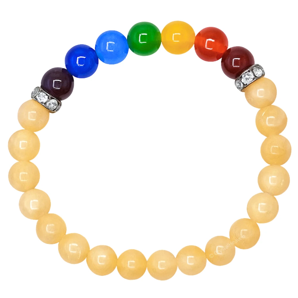 Yellow Calcite with Chakra Bracelet (Elastic)