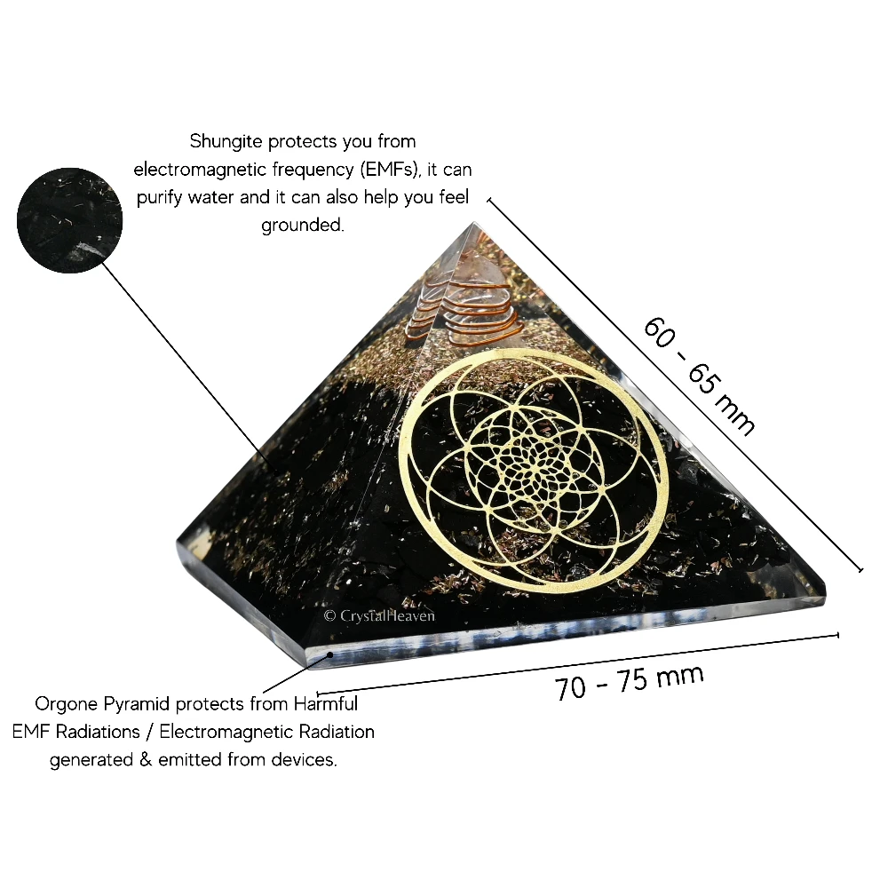 Shungite Orgone Pyramid (Seed Of Life)
