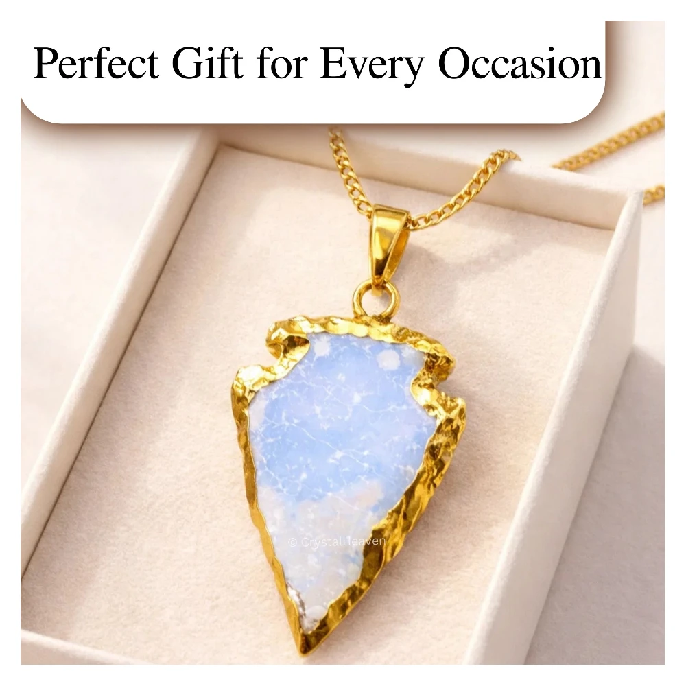 Opalite Arrow Head Pendant - Gold Plated