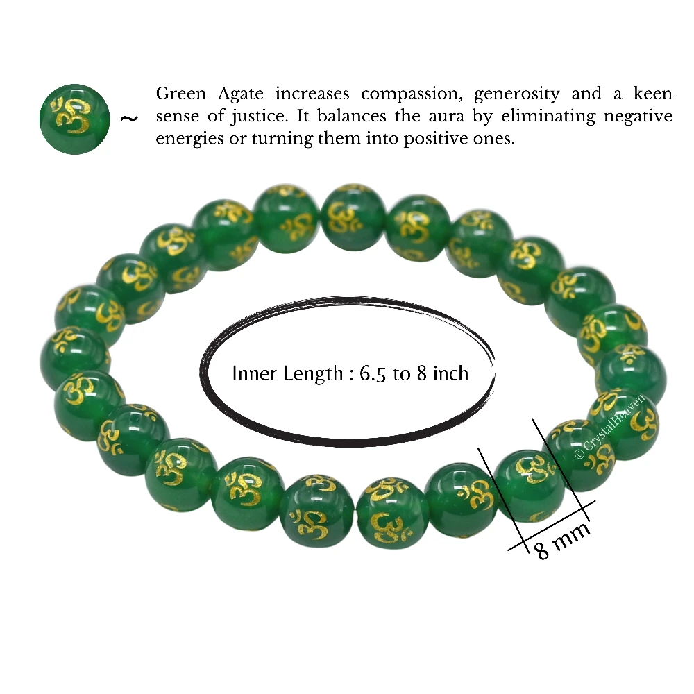 Green Agate OM Bracelet (Elastic)
