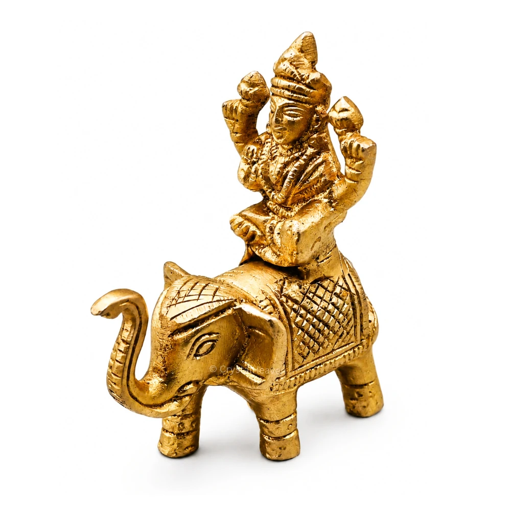 Lakshmi Sitting on Elephant Bass Idol Figurine (125 Gram, 2.2 Inch)