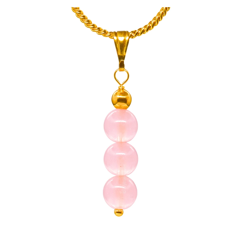 Rose Quartz Crystal Bead Necklace (Gold)