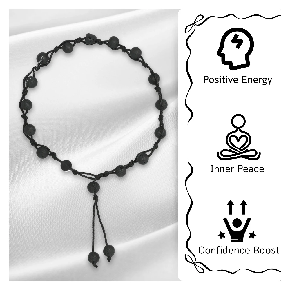Lava Stone Anklet (Hand Knotted)