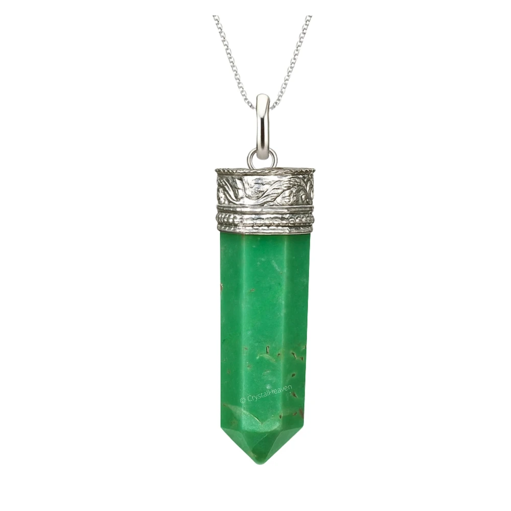 Chrysoprase Necklace - Pencil Point (Silver)
