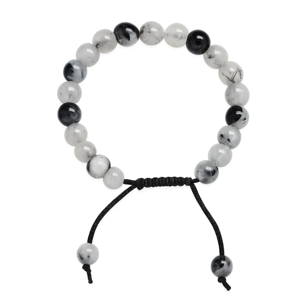 Black Rutilated Quartz Bracelet (Adjustable)