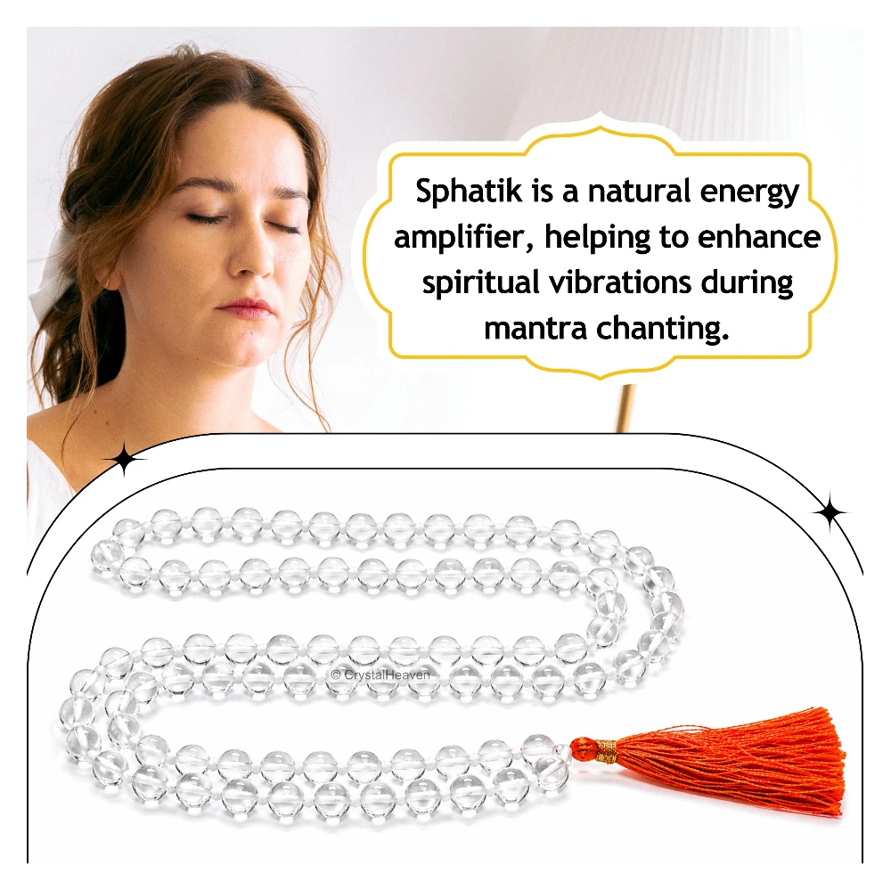 Sphatik Mala - A Grade 108 Beads (7mm, Hand Knotted)