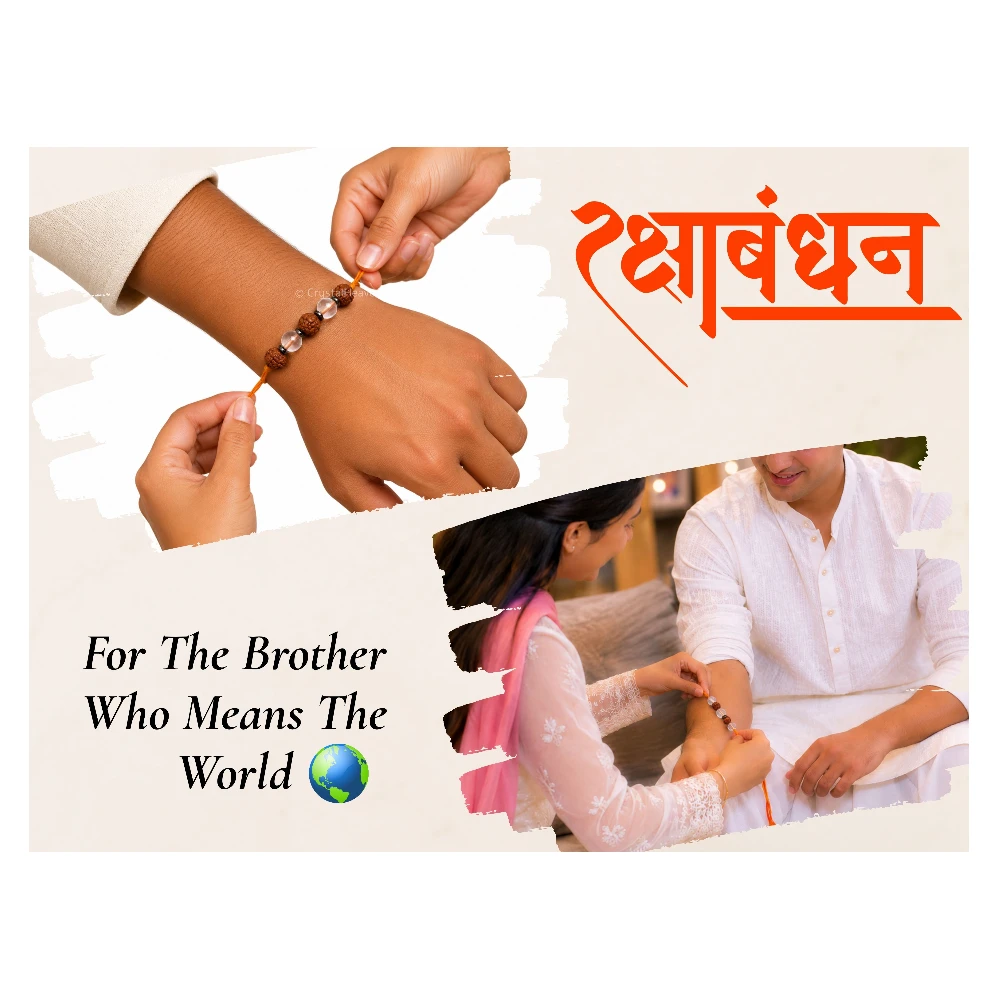 Rudraksha and Sphatik Rakhi for Brother (Set of 2)
