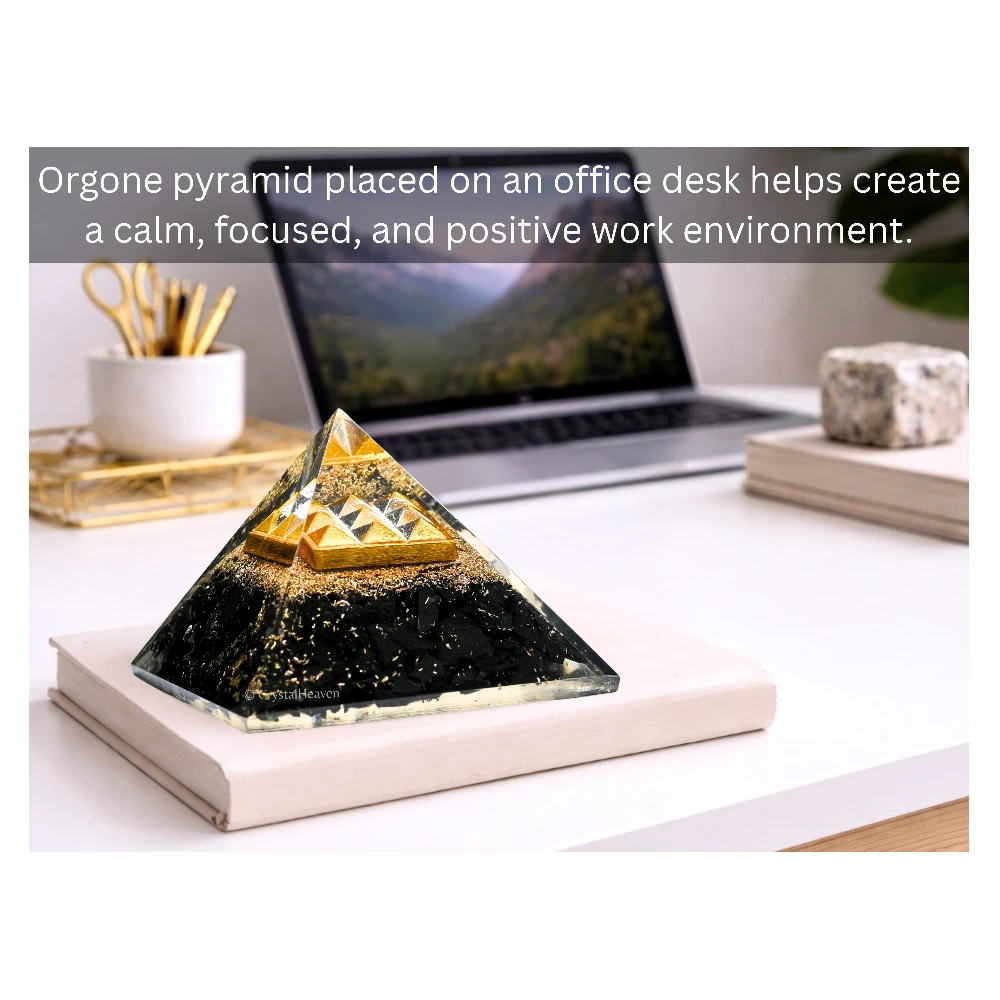 Black Tourmaline Orgone Pyramid (9 Pyramid Plate)