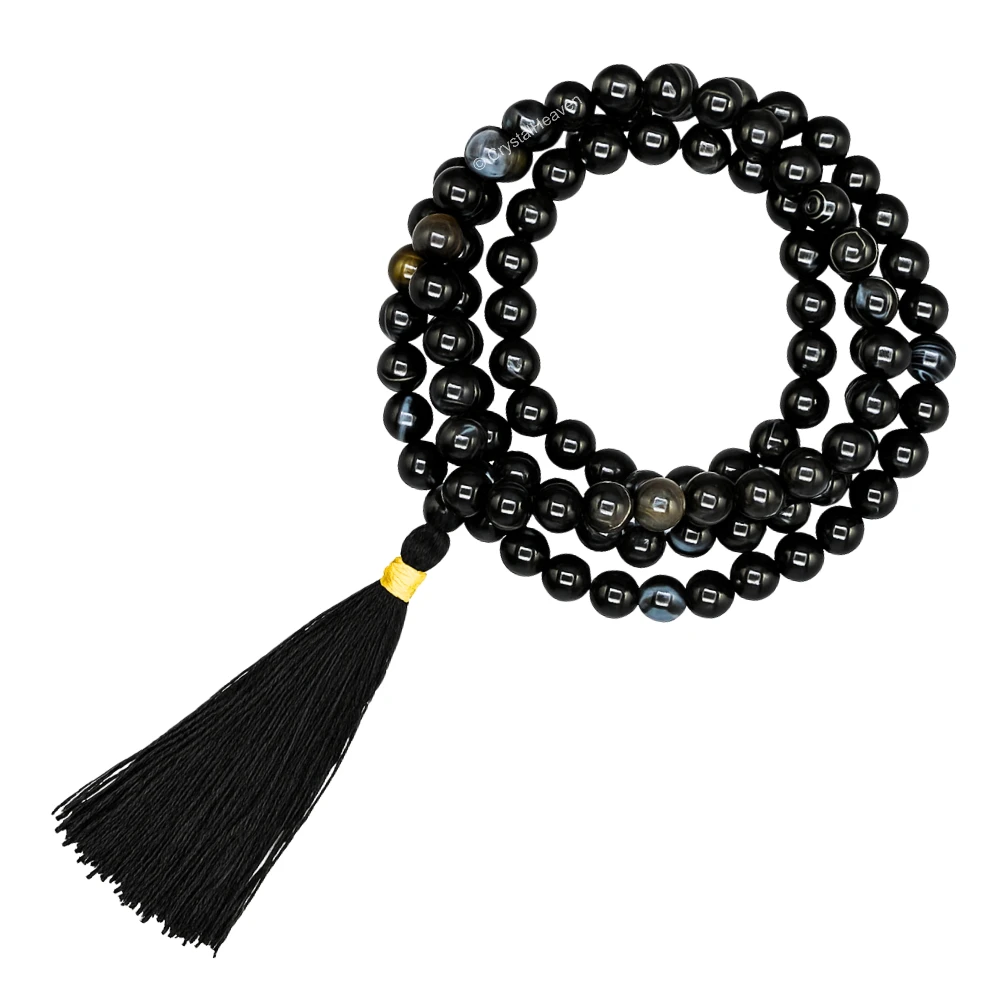 Black Sulemani Hakik Japa Mala (Without Knot)