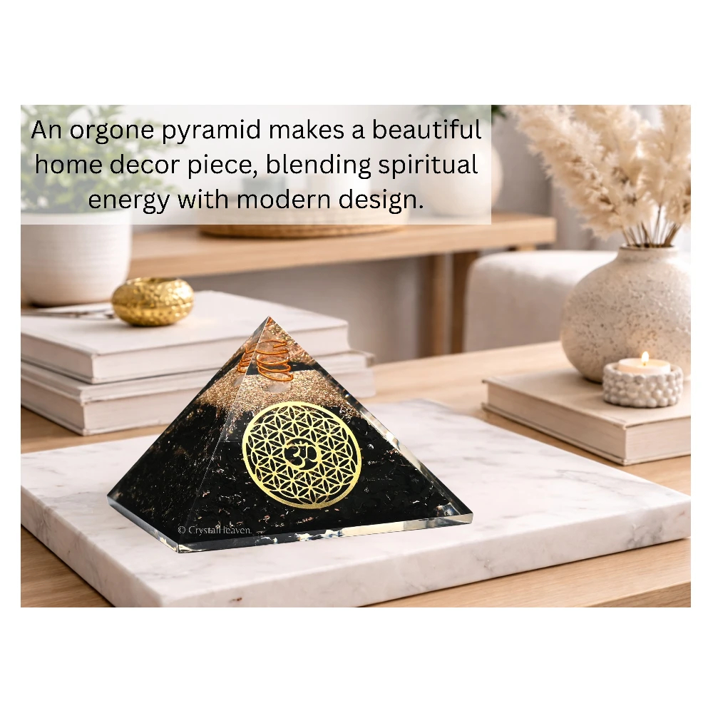 Black Tourmaline Orgone Pyramid (OM Flower Of Life)