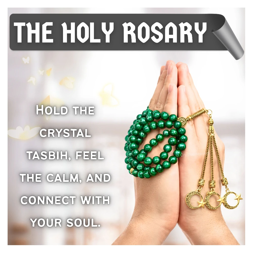 Malachite Crystal Tasbih (Gold)
