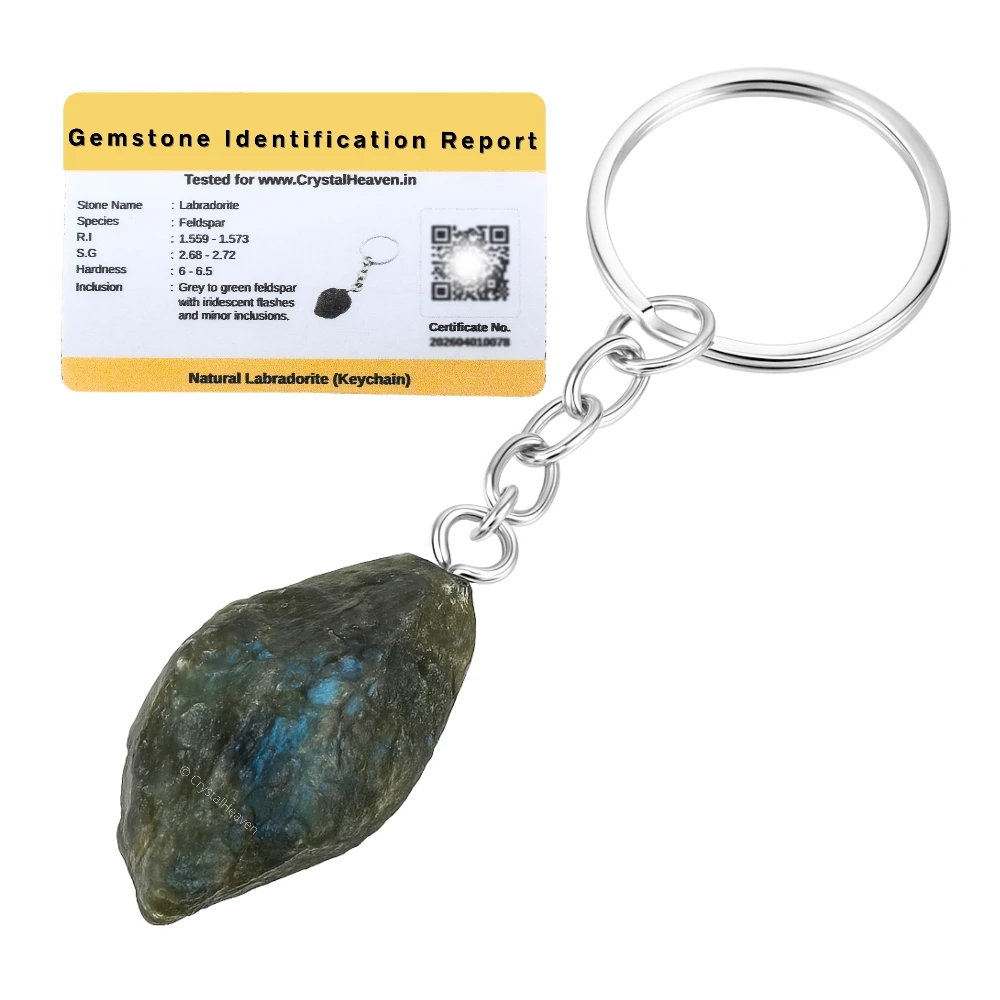 Labradorite Crystal Keychain (Raw)