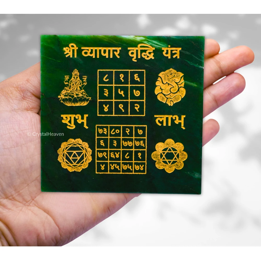 Green Aventurine Plate with Vyapar Vrudhi Yantra