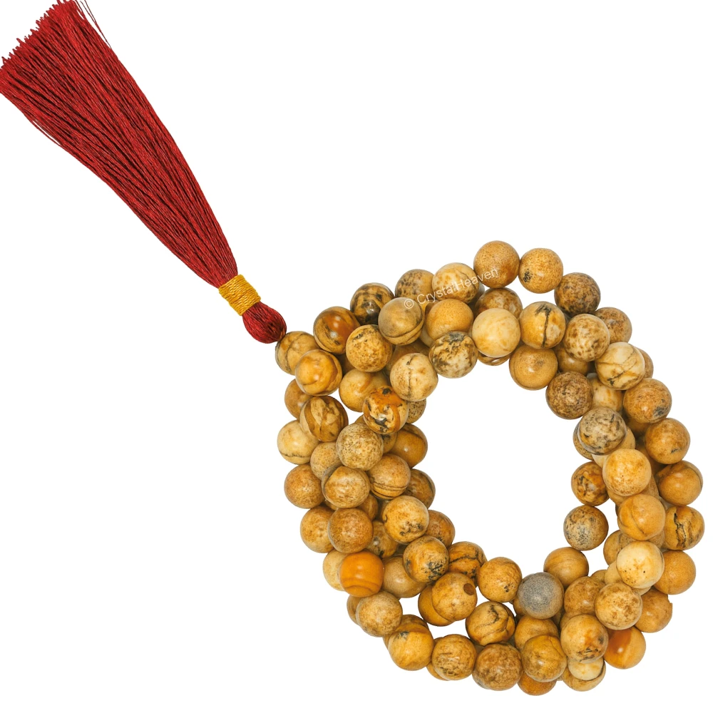Picture Jasper Japa Mala (Without Knot)