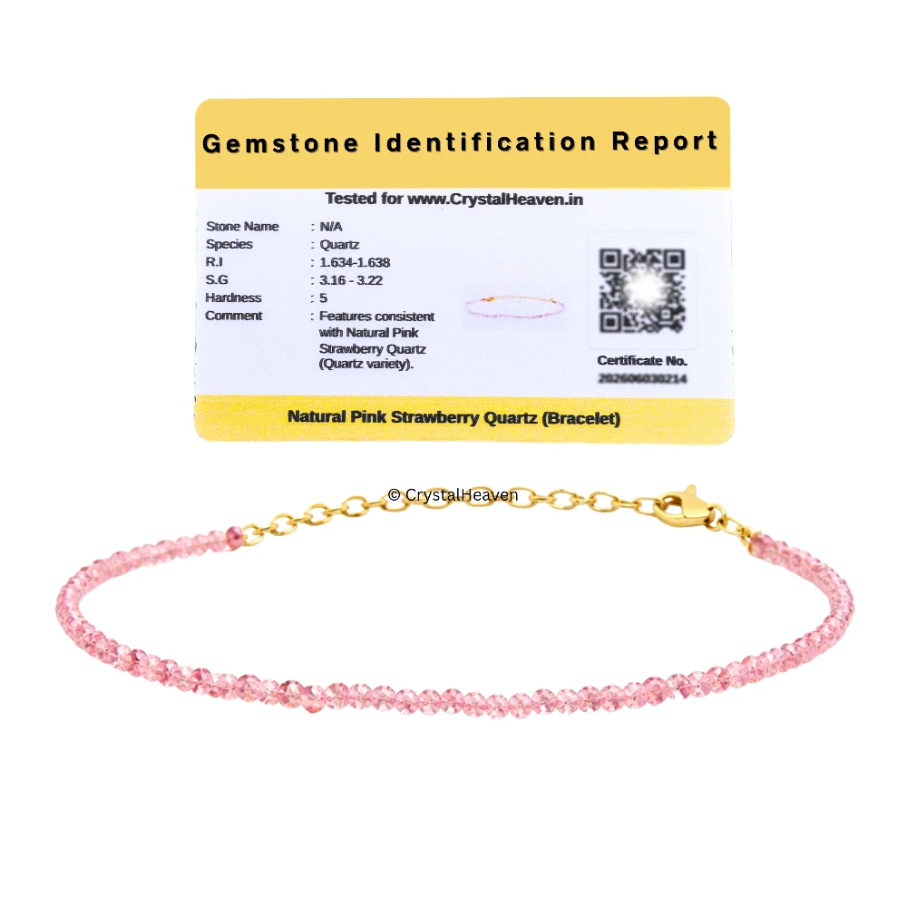 Pink Strawberry Bracelets - 2mm Faceted Beads (Gold)