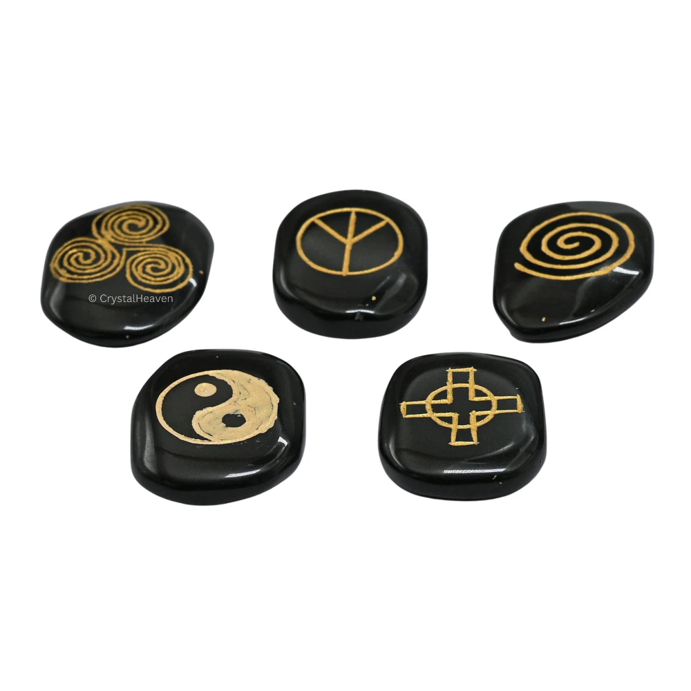 Black Agate Pagan Wiccan Stones (Set of 5)