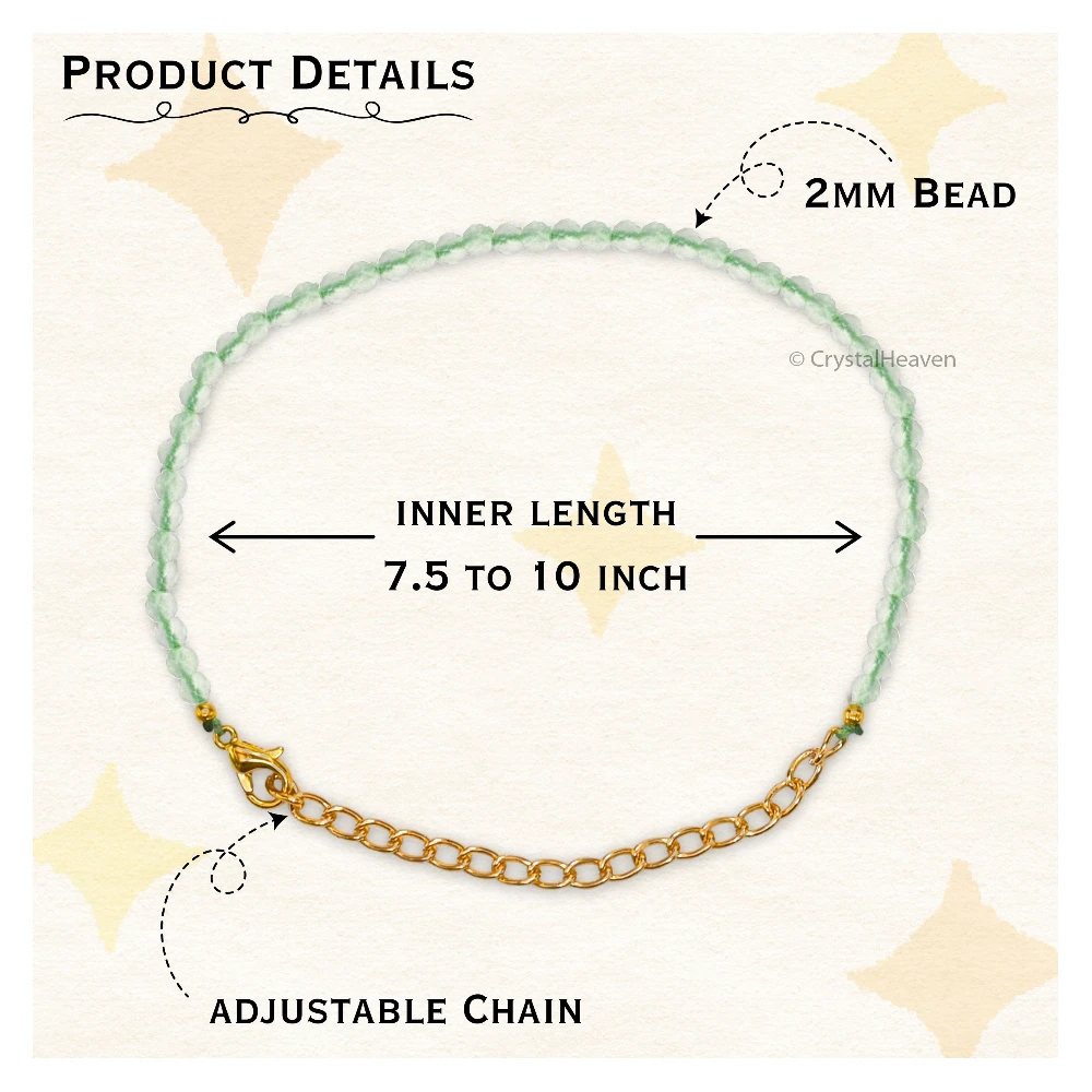 Green Amethyst Bracelets - 2mm Faceted Beads (Gold)