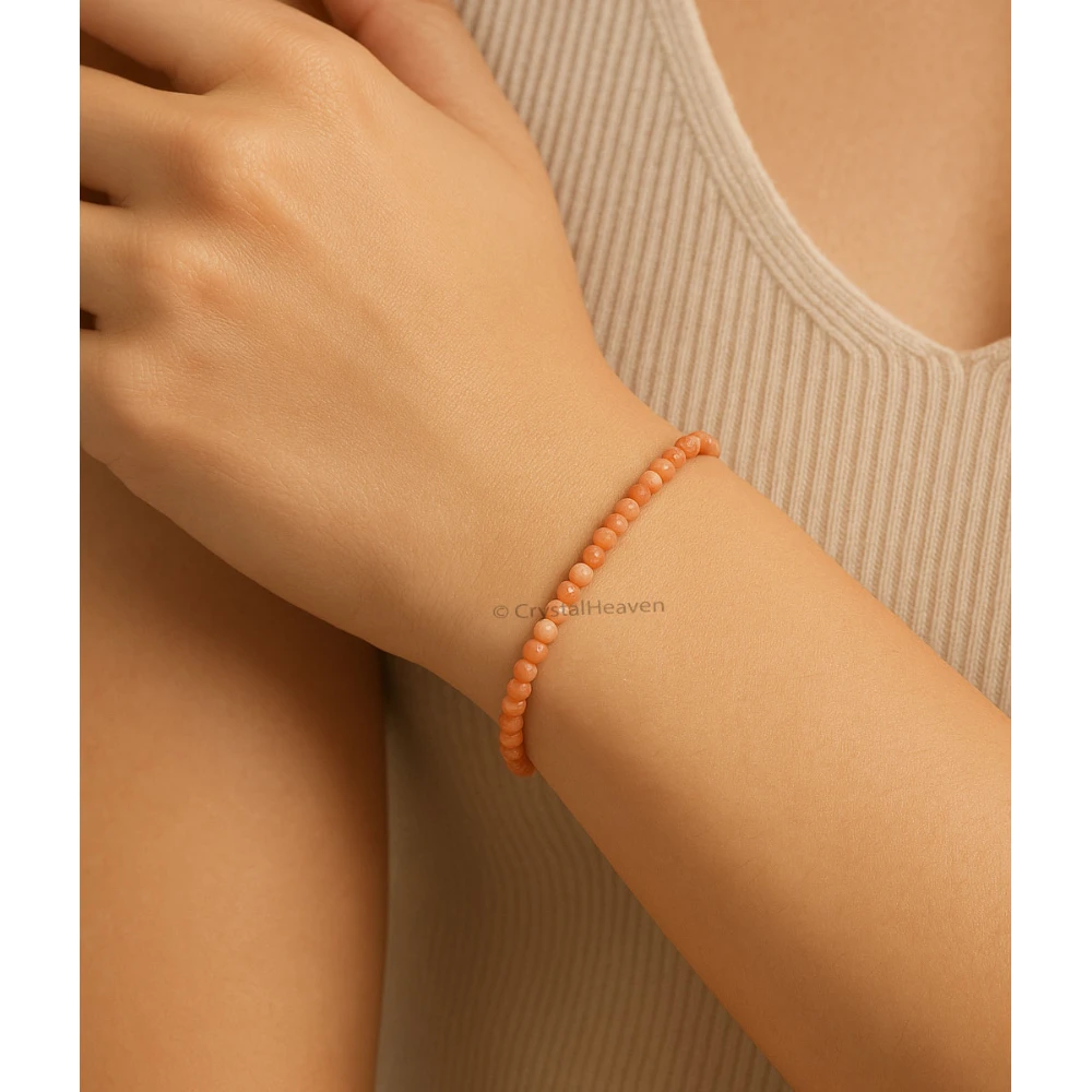 Orange Howlite Bracelets - 2mm Faceted Beads (Gold)