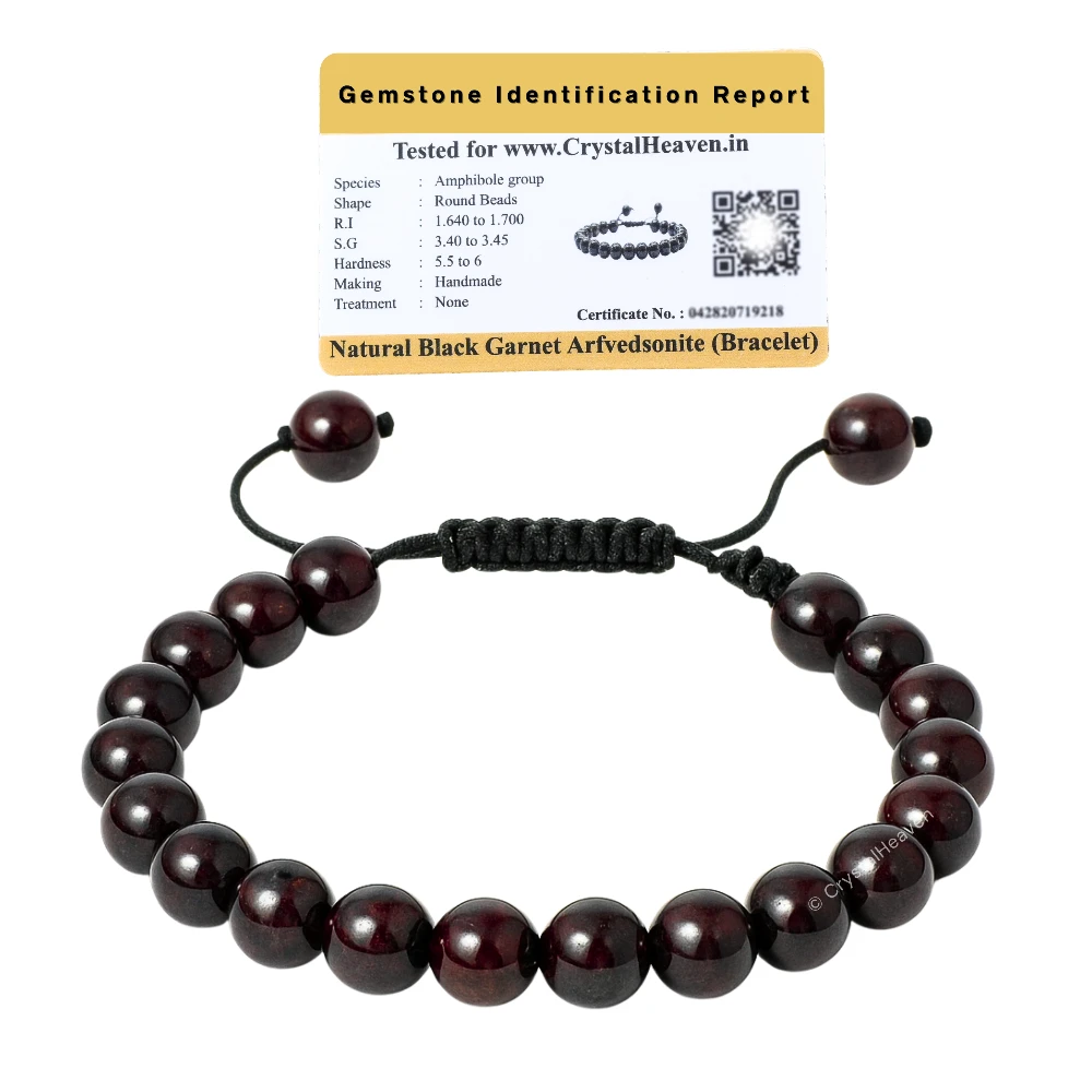 Black Garnet Arfvedsonite Bracelet (Adjustable)