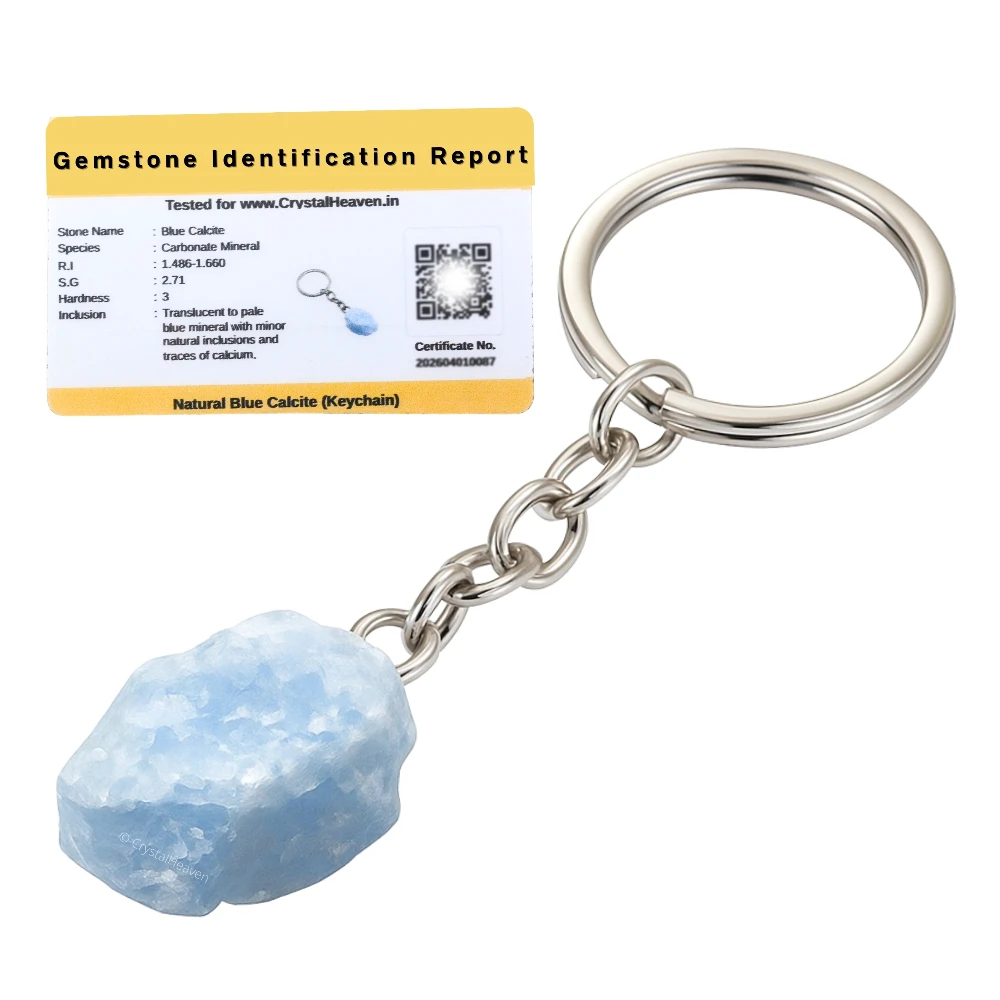 Blue Calcite Crystal Keychain (Raw)
