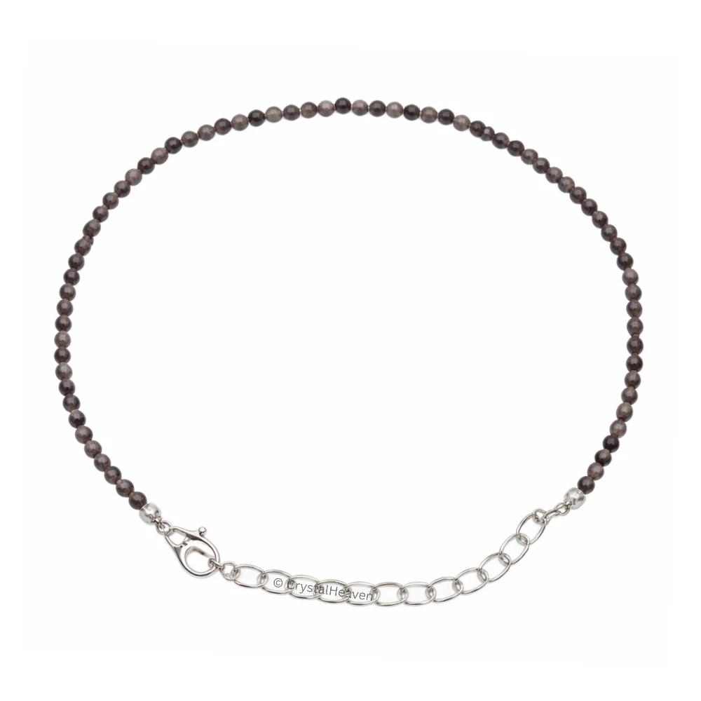 Grey Cats Eye Bracelets - 2mm Faceted Beads (Silver)