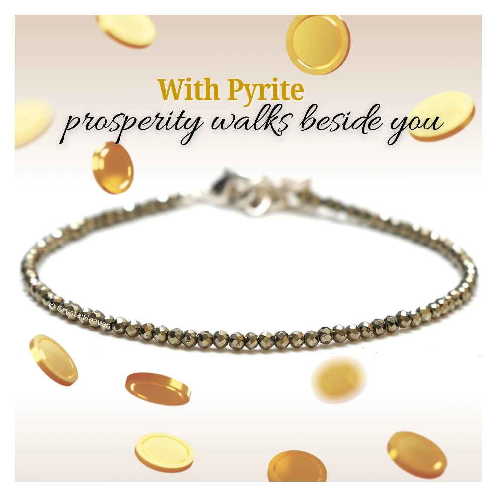 Pyrite Anklet - 2mm Faceted Bead (Silver)