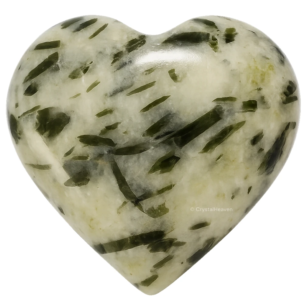 Green Tourmaline In Quartz Heart