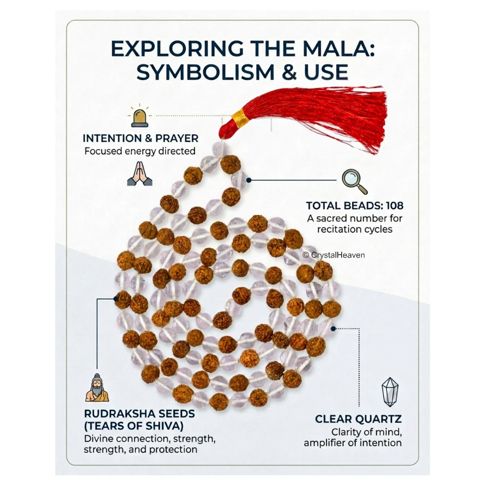 Original Rudraksha Sphatik Mala (Without Knot)
