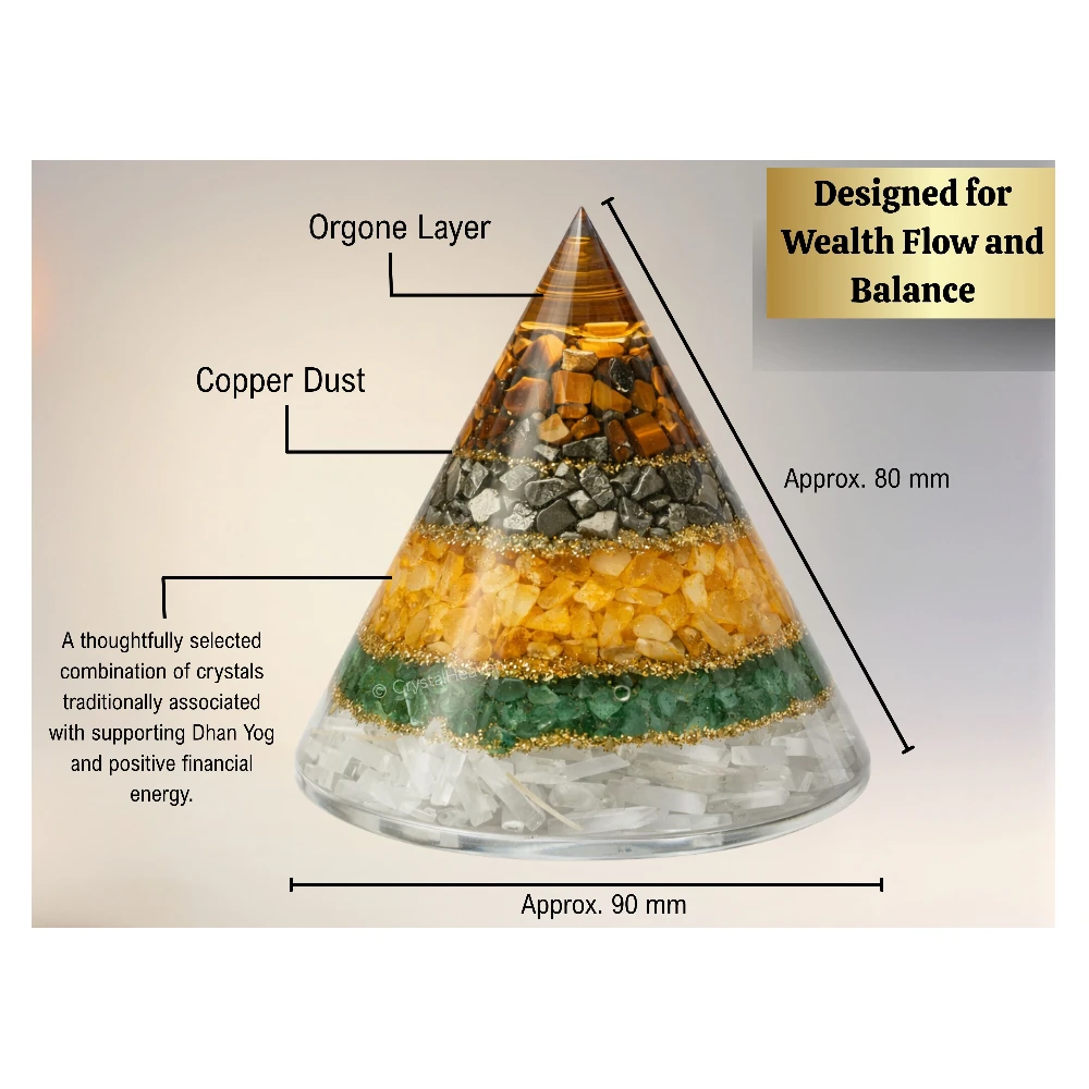 Conical Dhanyog Orgone Pyramid to Attract Wealth and Financial Prosperity